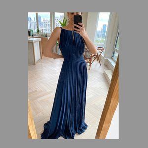 TED BAKER Long pleated navy blue evening dress